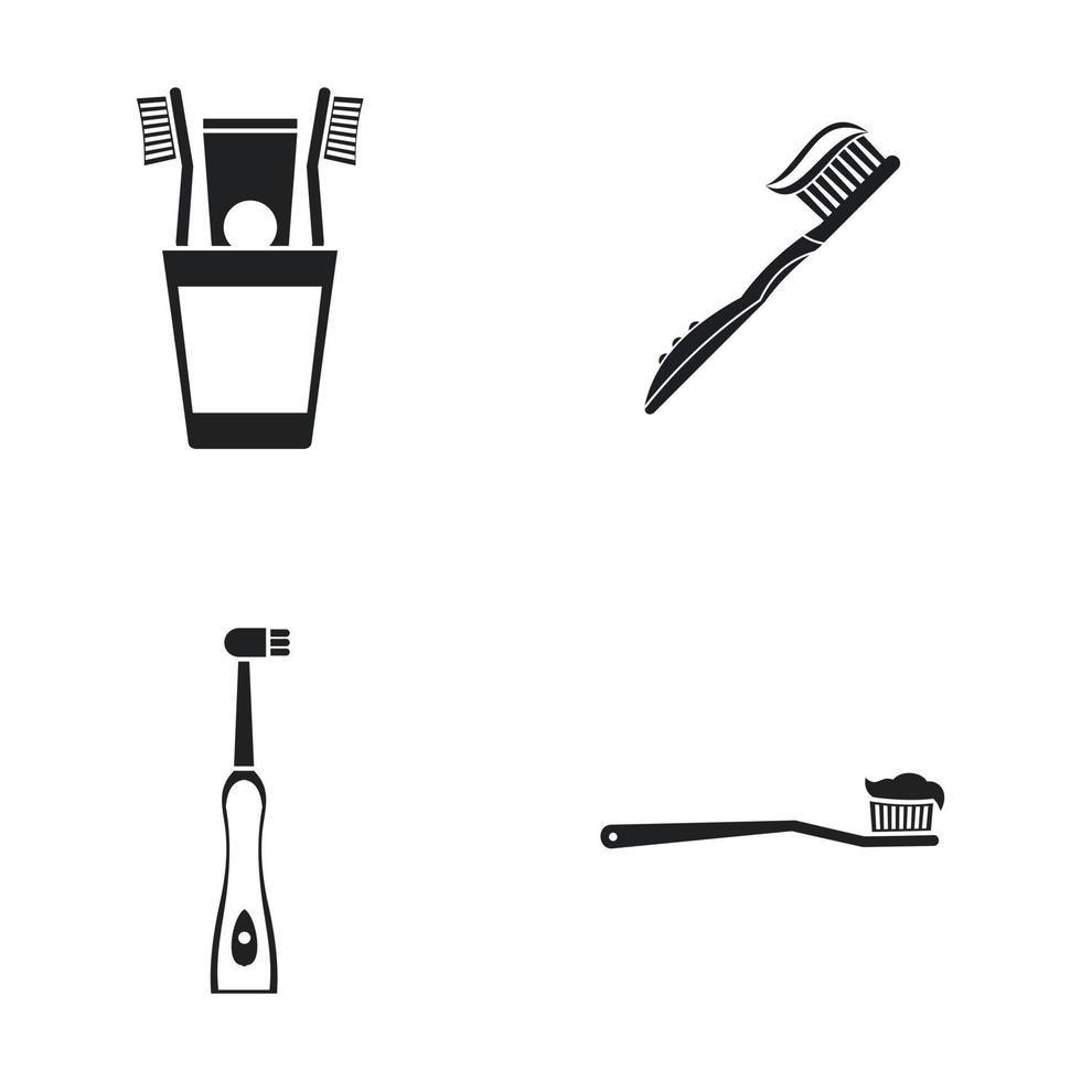 set di icone di spazzolino da denti, stile semplice vettore