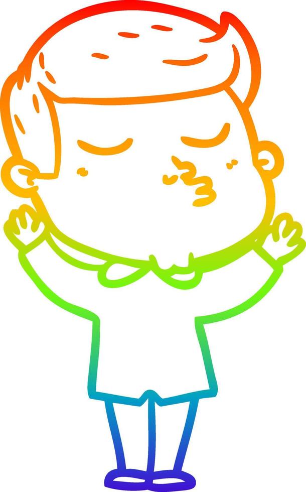 arcobaleno gradiente linea disegno cartone animato modello ragazzo imbronciato vettore