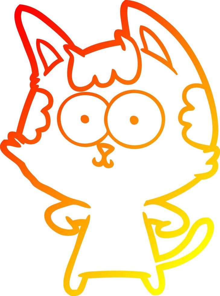 caldo gradiente di disegno gatto felice cartone animato vettore
