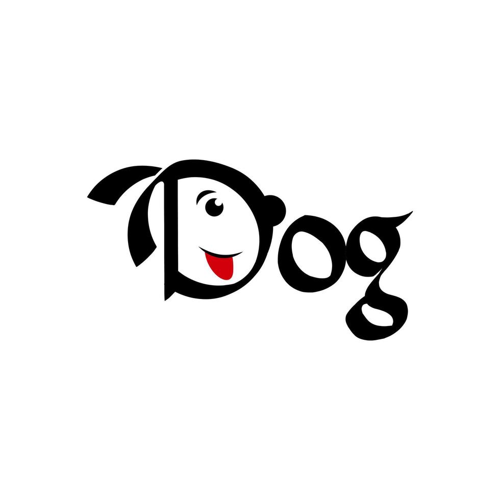 ispirazione per il design del logo della testa di cane sul testo del cane. vettore