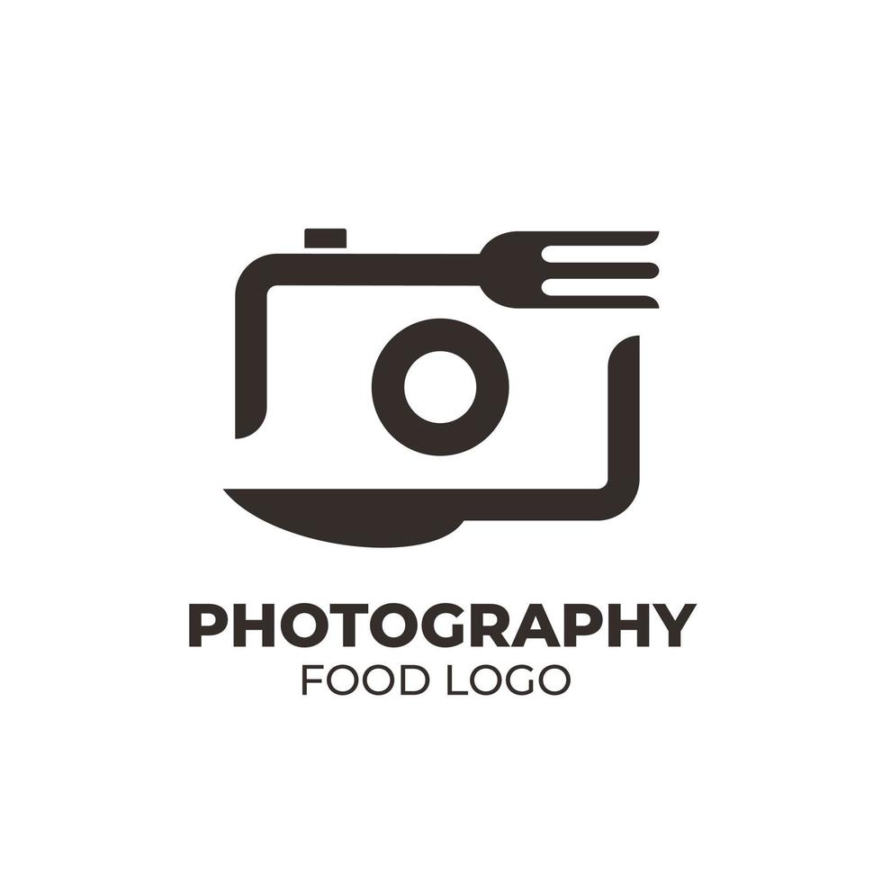 cibo coltello forchetta logo design ispirazione fotocamera modelli di fotografia, simboli vettoriali