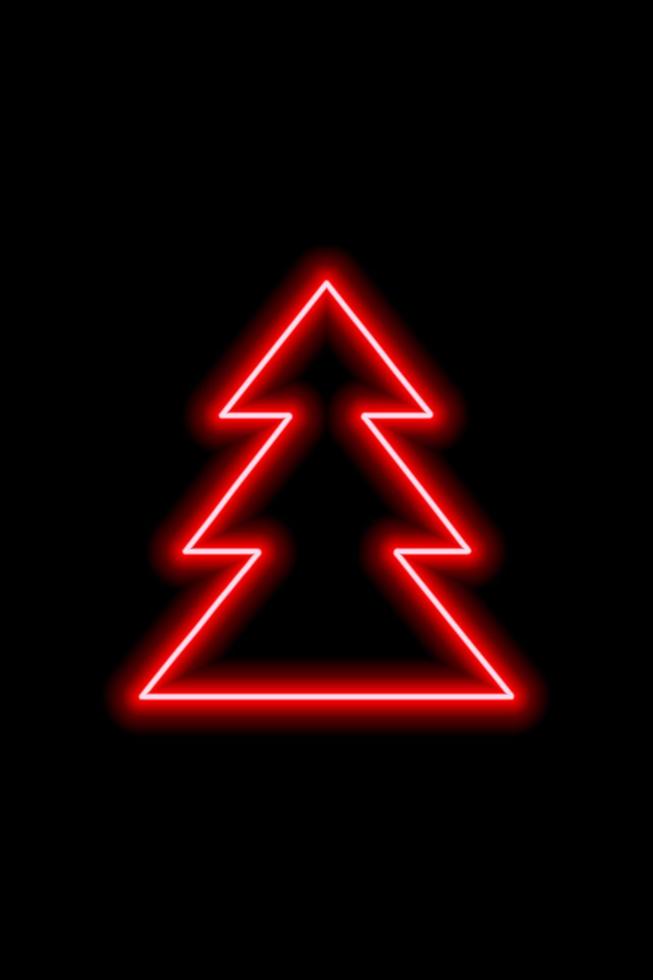 semplice forma al neon rosso di un albero di natale su sfondo nero. illustrazione vettoriale