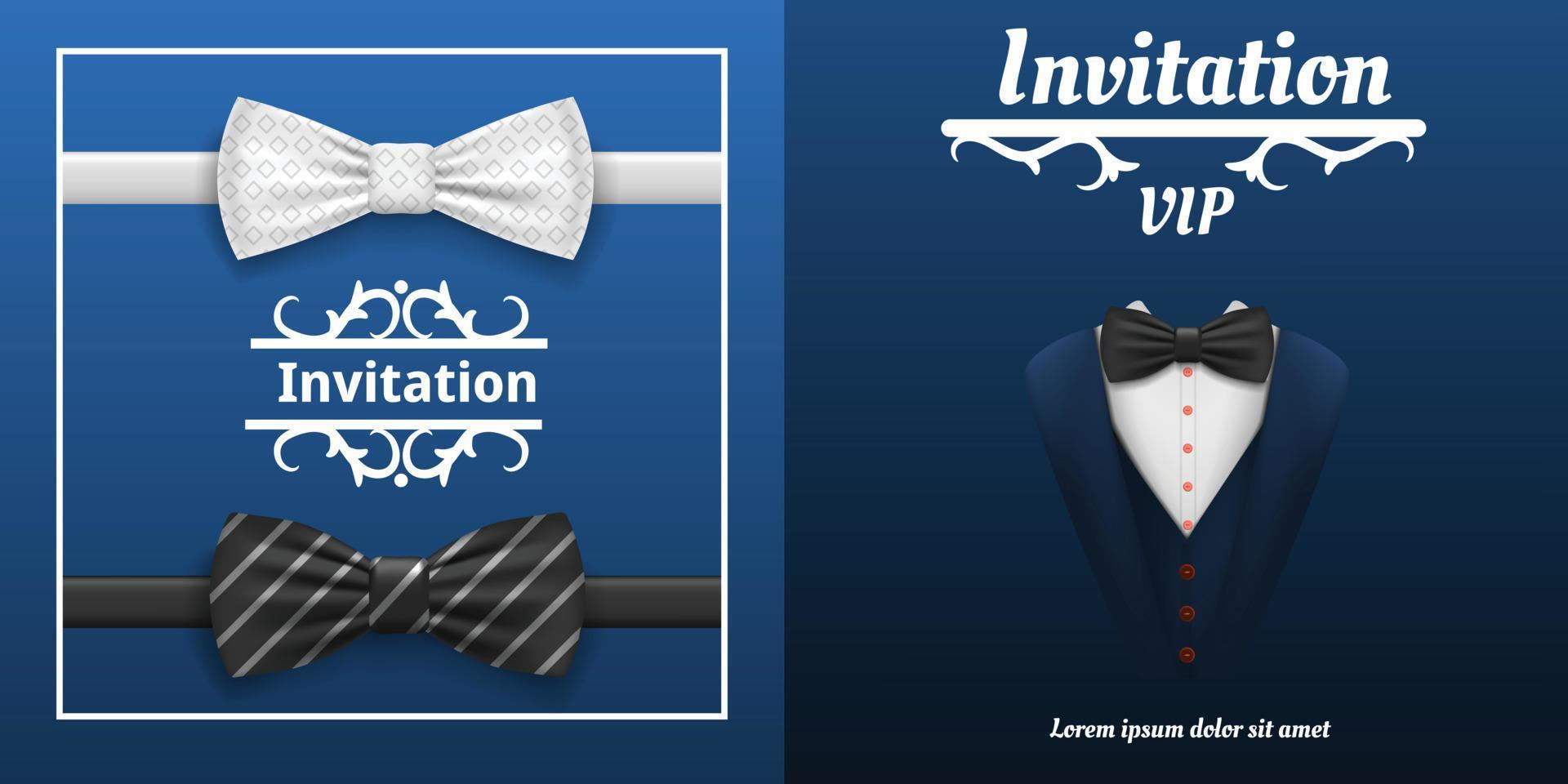 elegante set di banner con papillon, stile realistico vettore