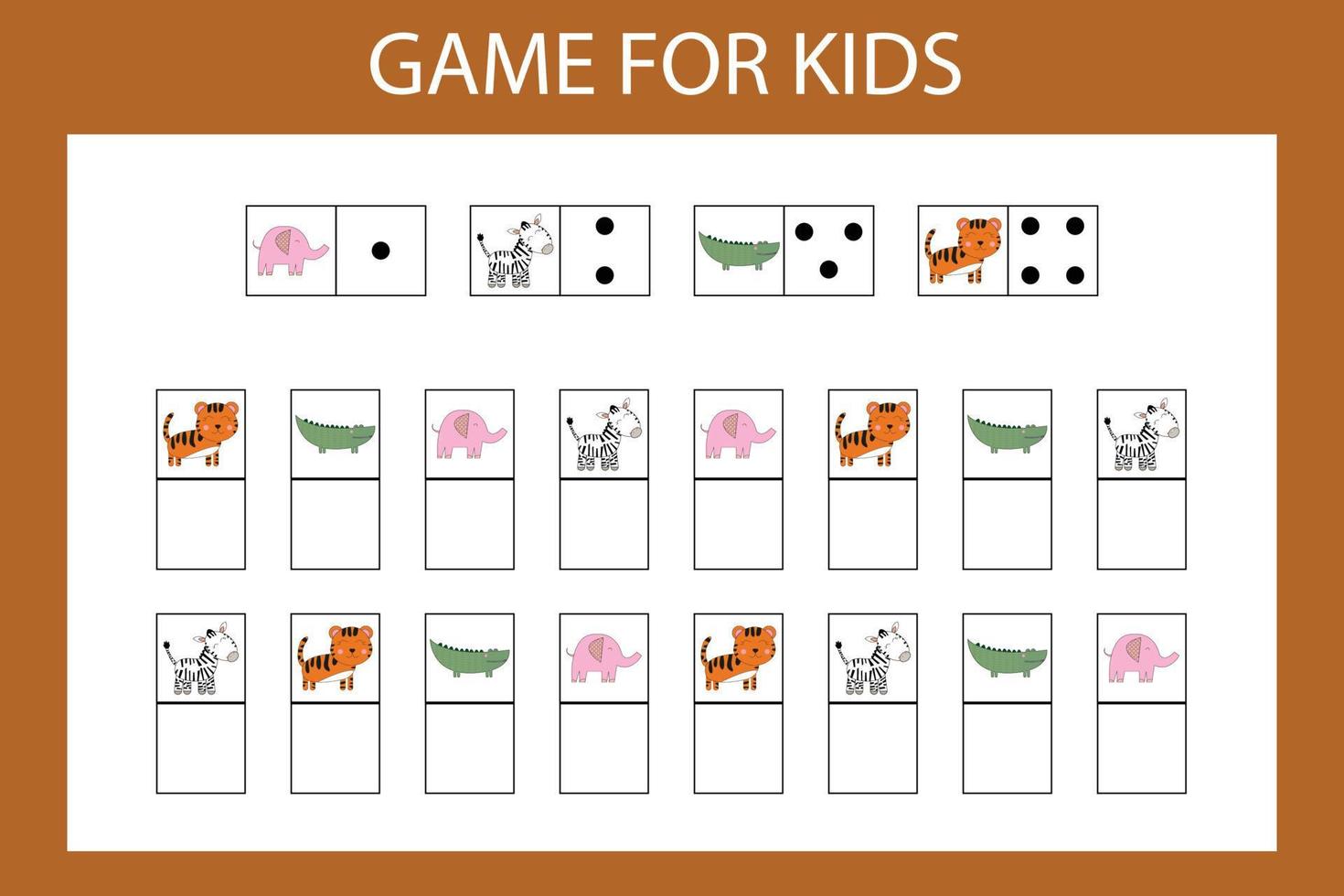 gioco educativo per bambini in età prescolare. illustrazione vettoriale. inserire il carattere desiderato nelle celle secondo l'immagine. vettore