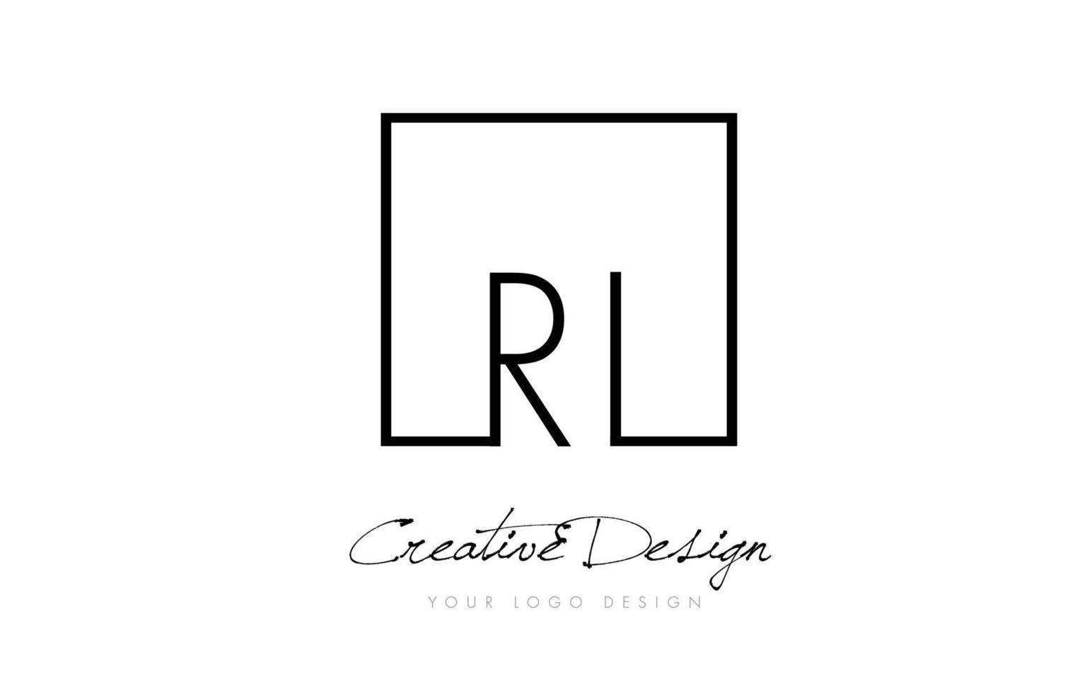 ri design del logo della lettera cornice quadrata con colori bianco e nero. vettore