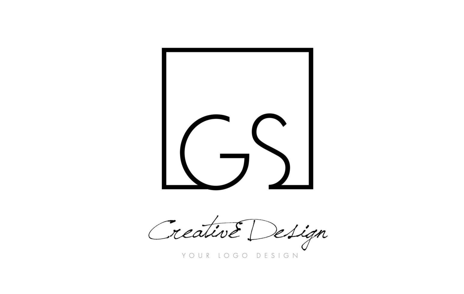 design del logo della lettera con cornice quadrata gs con colori bianco e nero. vettore