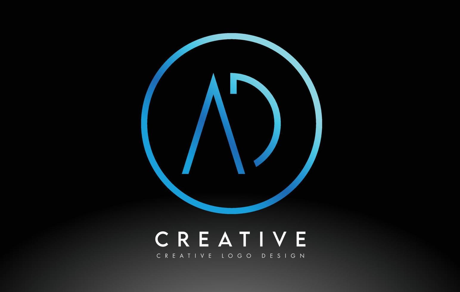 neon blu ad lettere logo design sottile. concetto di lettera pulita semplice creativa. vettore