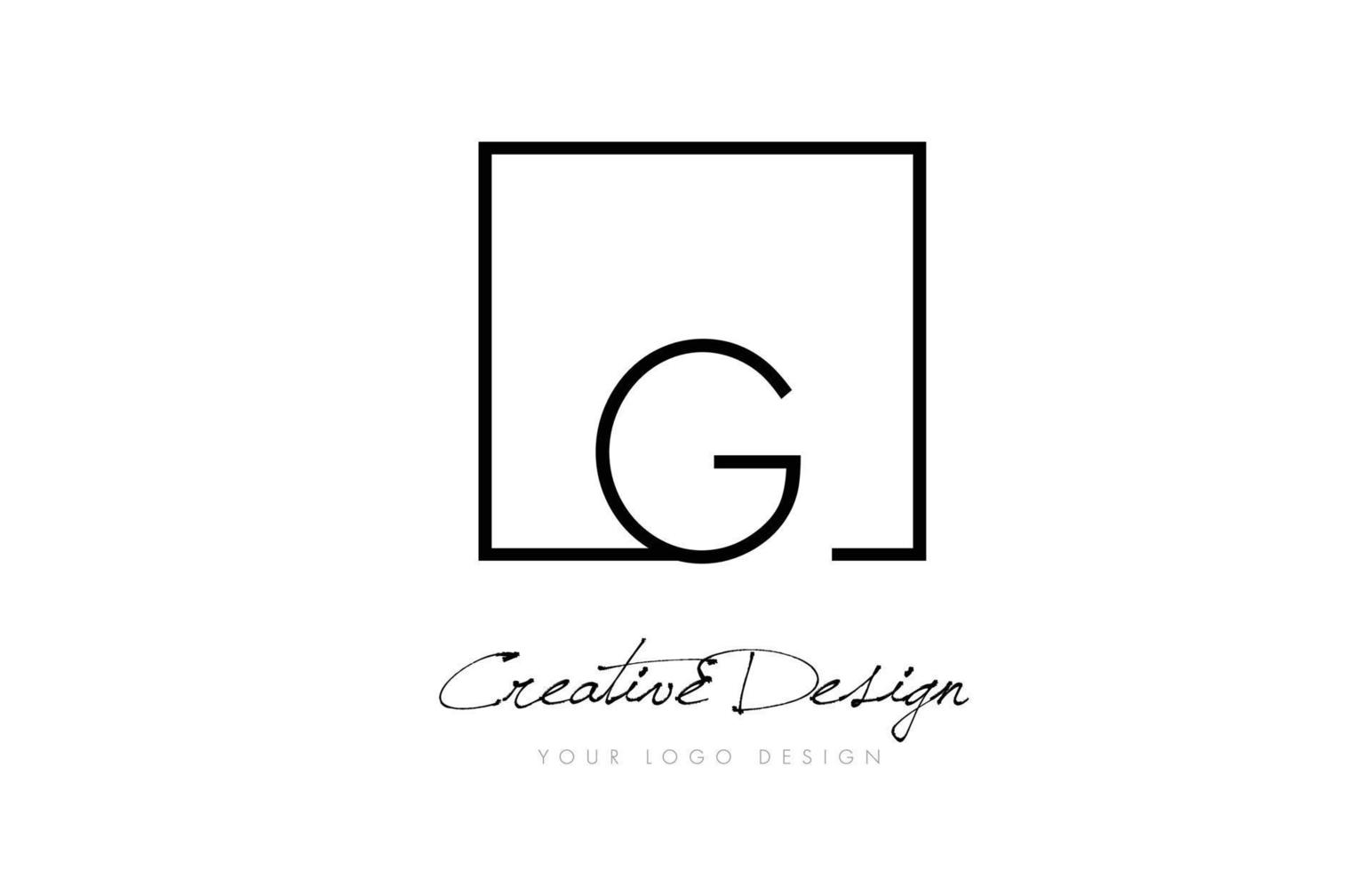 g logo design lettera cornice quadrata con colori bianco e nero. vettore