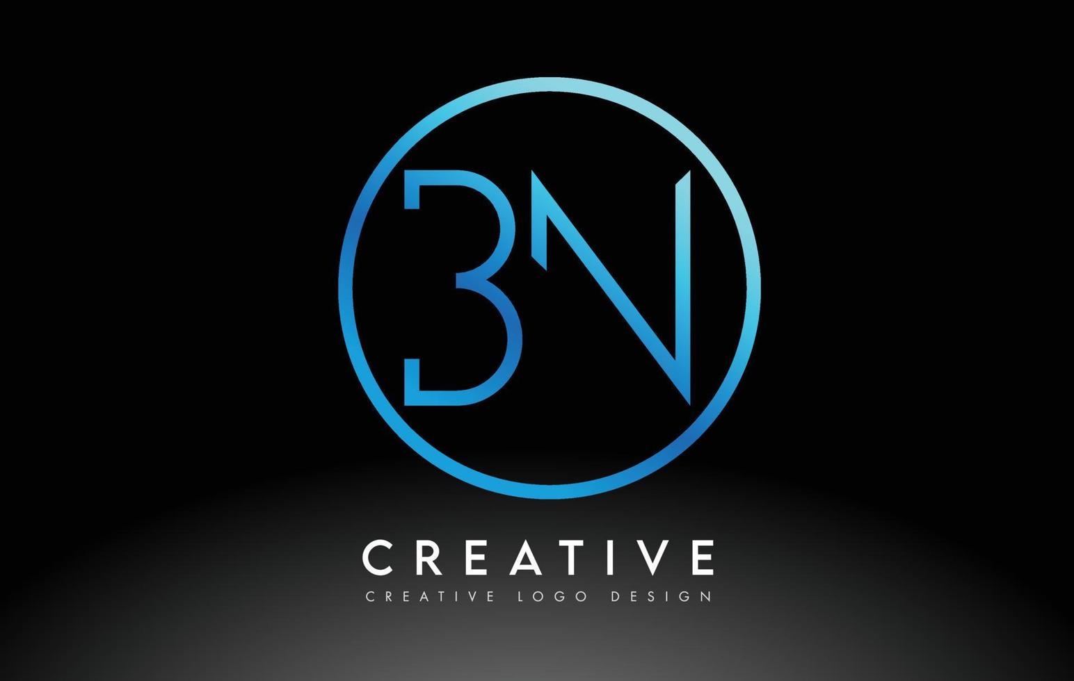 neon blu lettere bn logo design sottile. concetto di lettera pulita semplice creativa. vettore