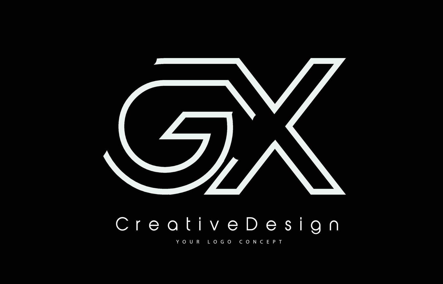 design del logo della lettera gx gx nei colori bianco. vettore