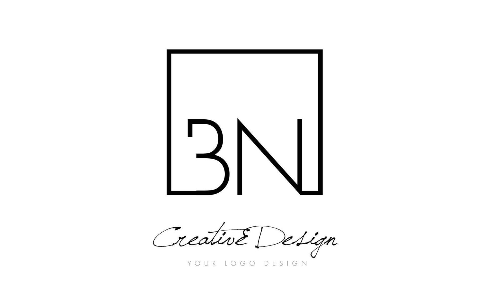 bn design del logo della lettera con cornice quadrata con colori bianco e nero. vettore