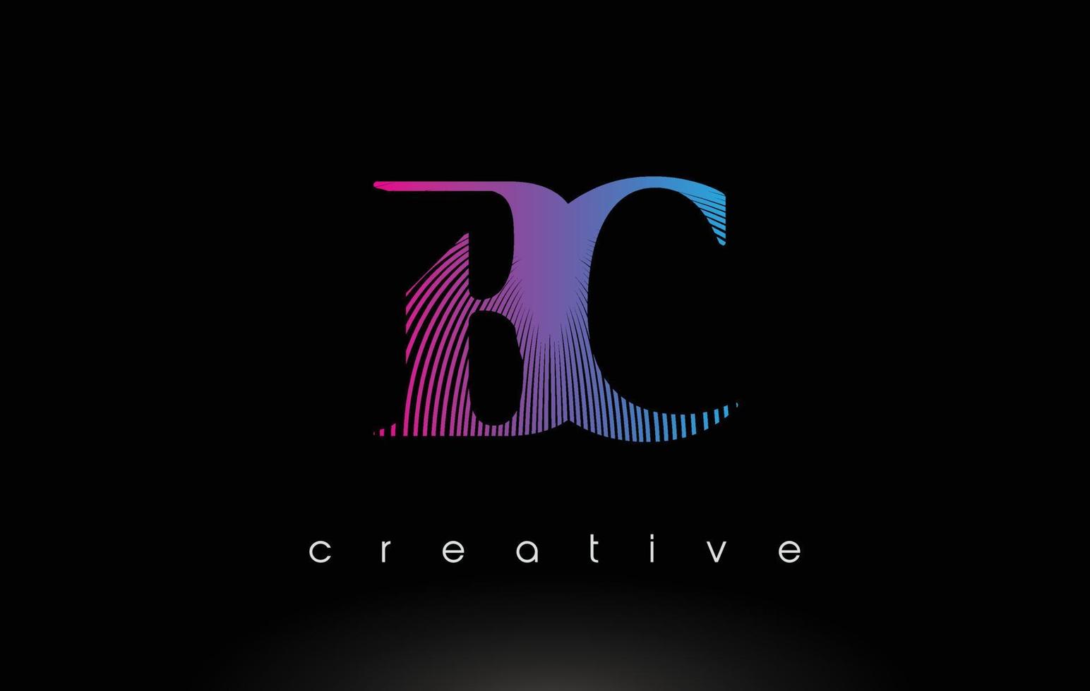 design del logo bc con più linee e colori blu viola. vettore