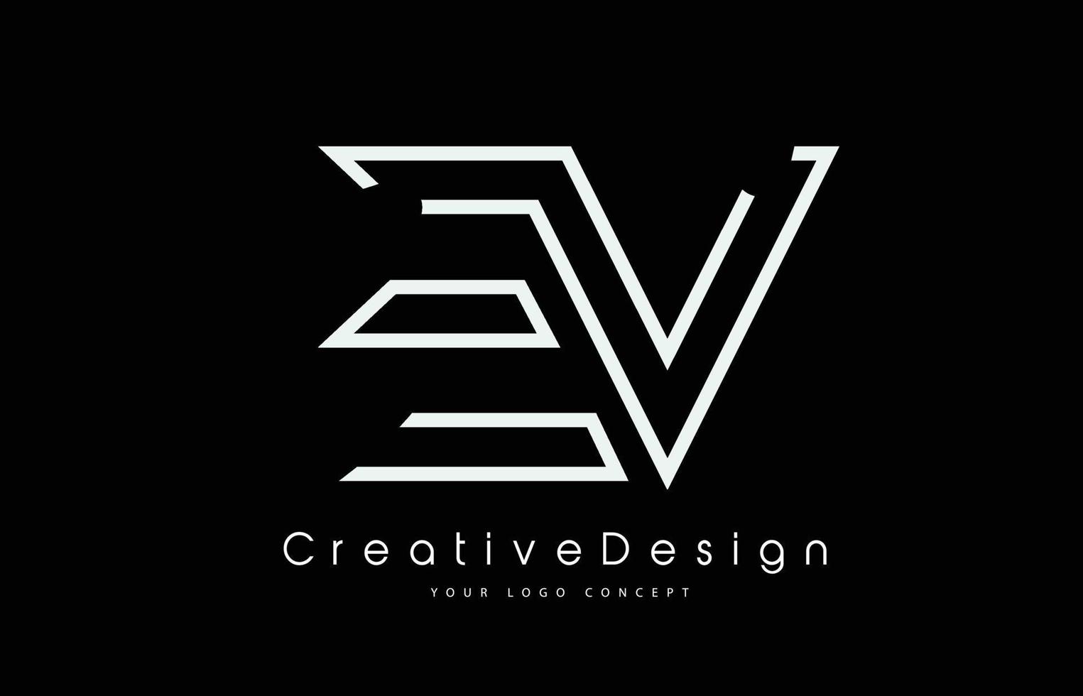 ev ev lettera logo design nei colori bianchi. vettore