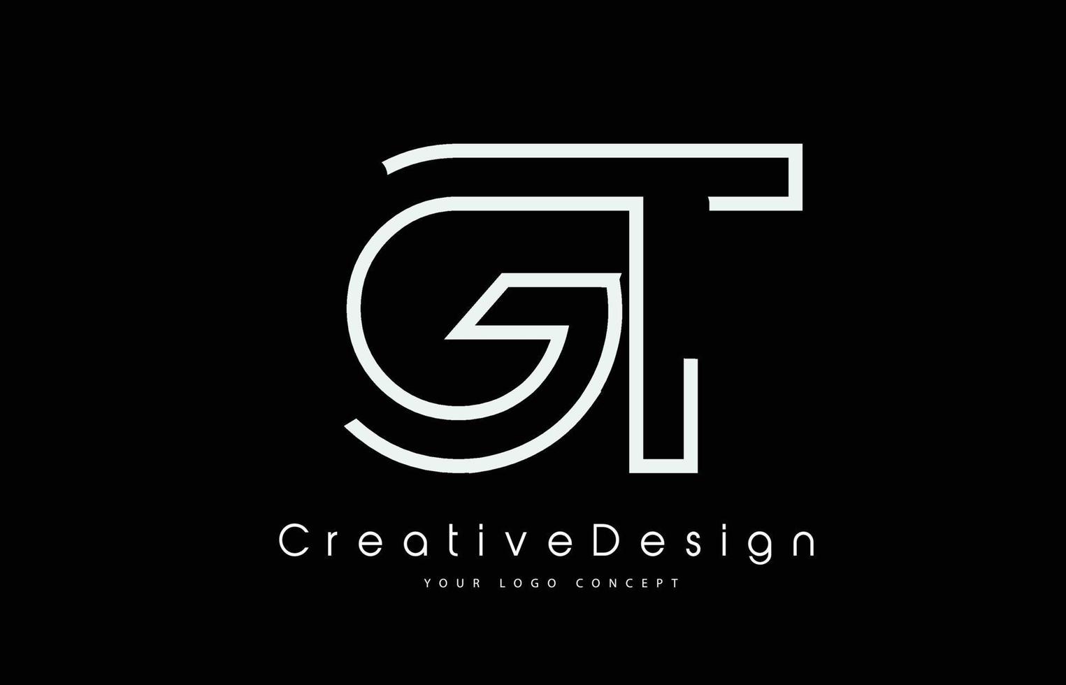 design del logo della lettera gt gt nei colori bianchi. vettore