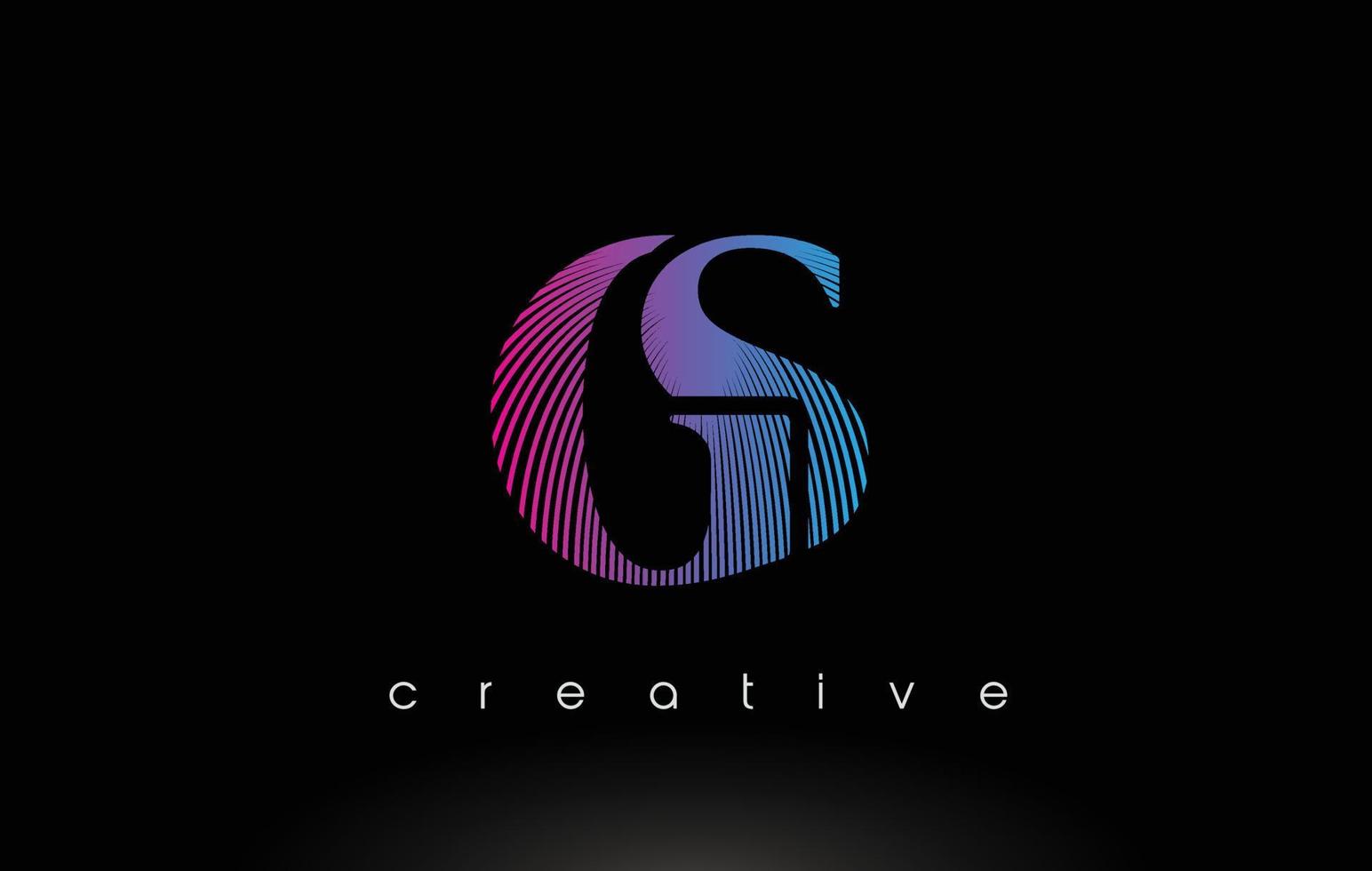 design del logo gs con più linee e colori blu viola. vettore