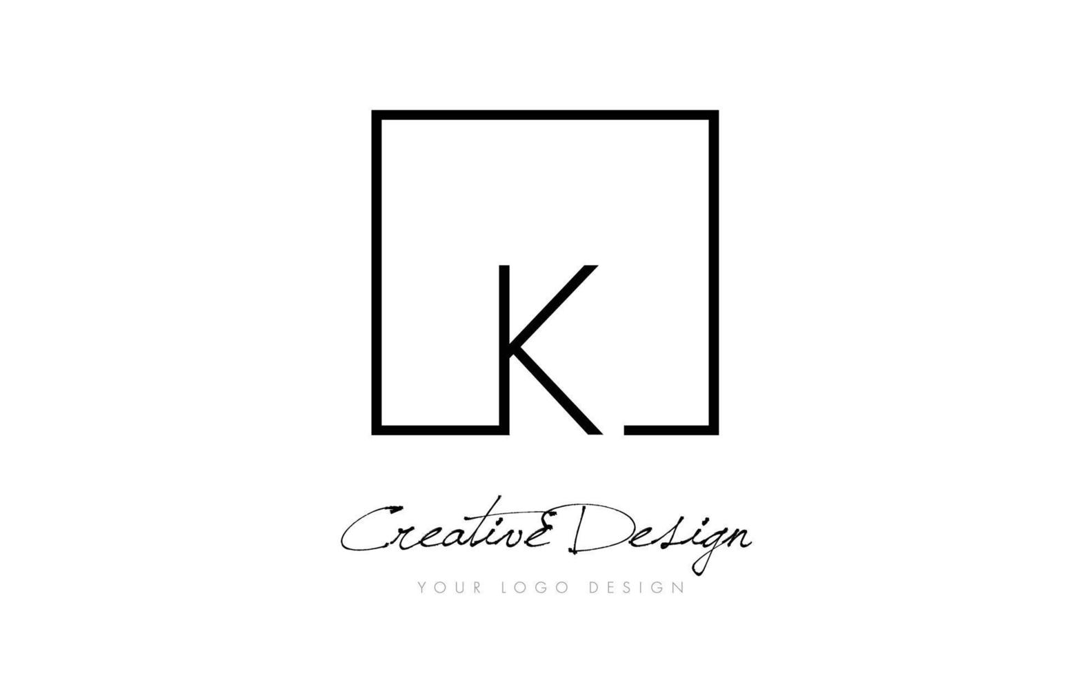 k logo design lettera cornice quadrata con colori bianco e nero. vettore