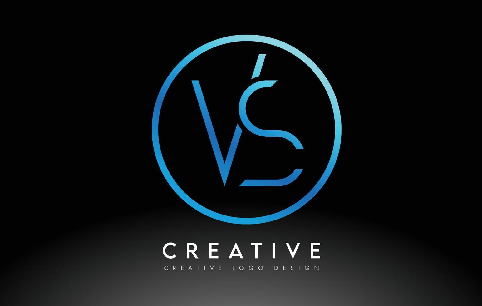 neon blu vs lettere logo design sottile. concetto di lettera pulita semplice creativa. vettore