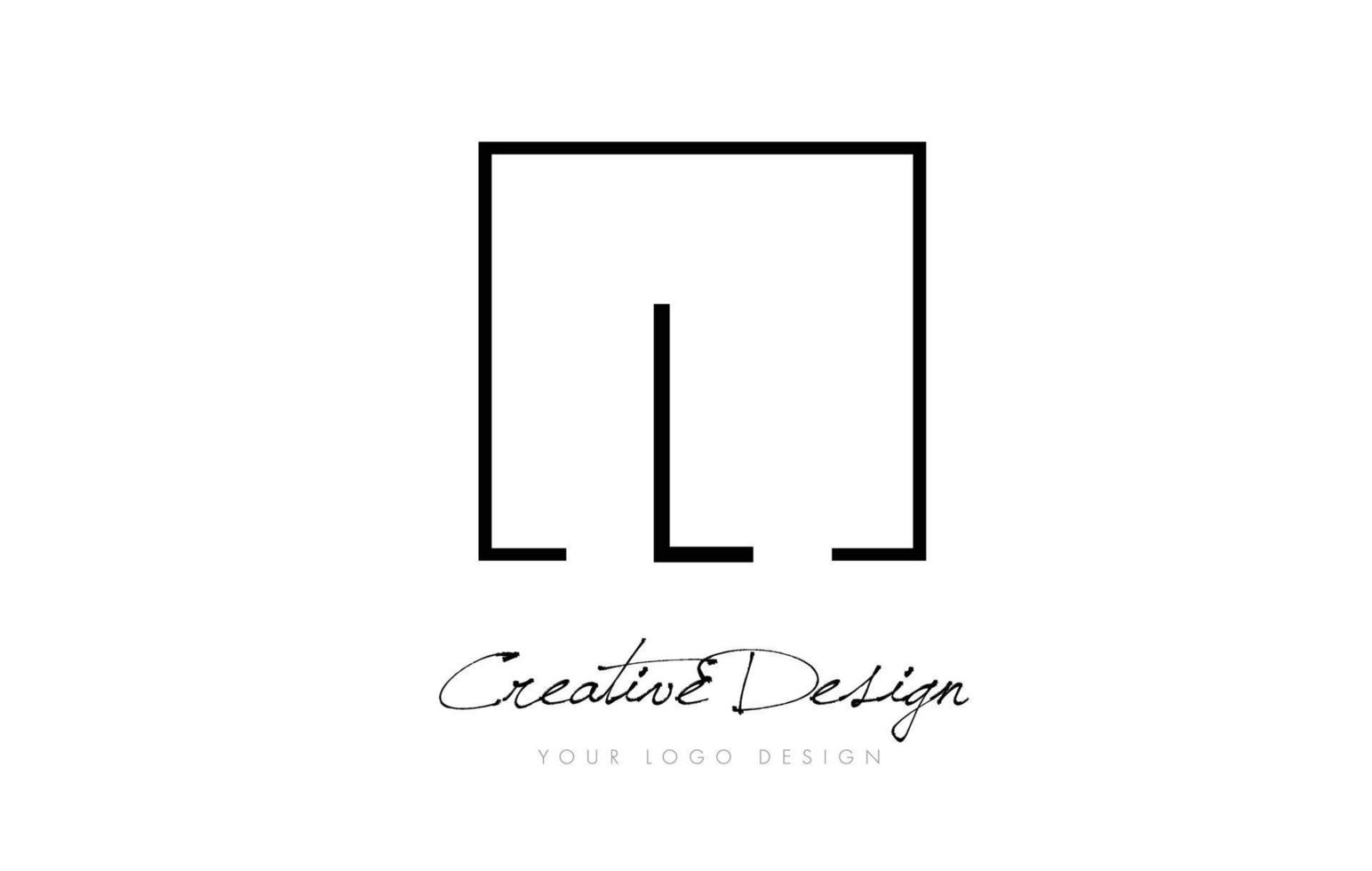 l design del logo della lettera con cornice quadrata con colori bianco e nero. vettore
