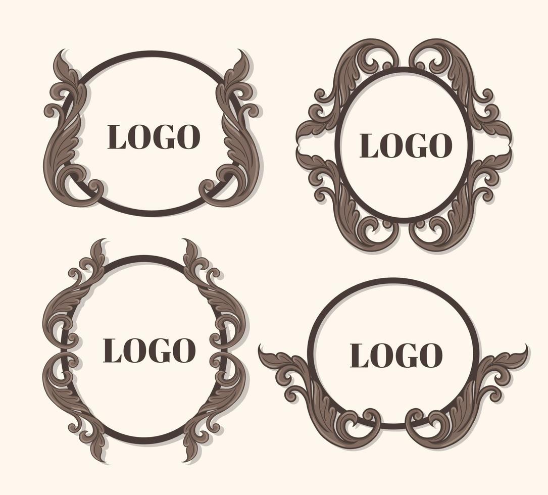 logo vintage, cornice d'epoca con contorno dorato. vettore