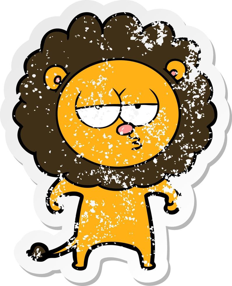 adesivo in difficoltà di un leone annoiato cartone animato vettore