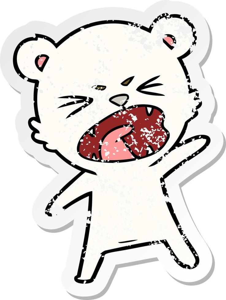 adesivo angosciato di un orso polare cartone animato arrabbiato vettore
