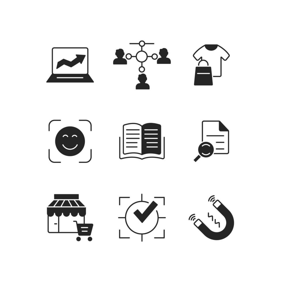 set di icone di marketing digitale. elementi di vettore di simbolo del pacchetto di marketing digitale per il web infografico