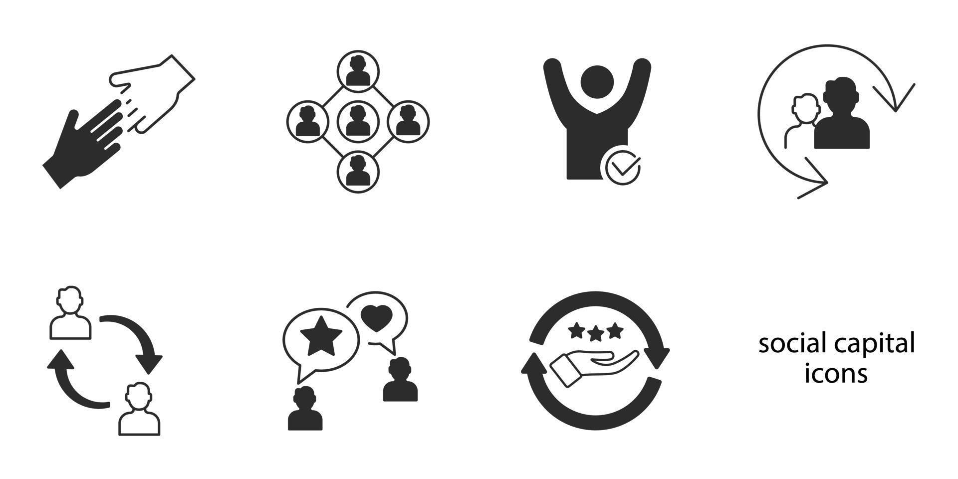set di icone del capitale sociale. elementi di vettore di simbolo del pacchetto di capitale sociale per il web infografico
