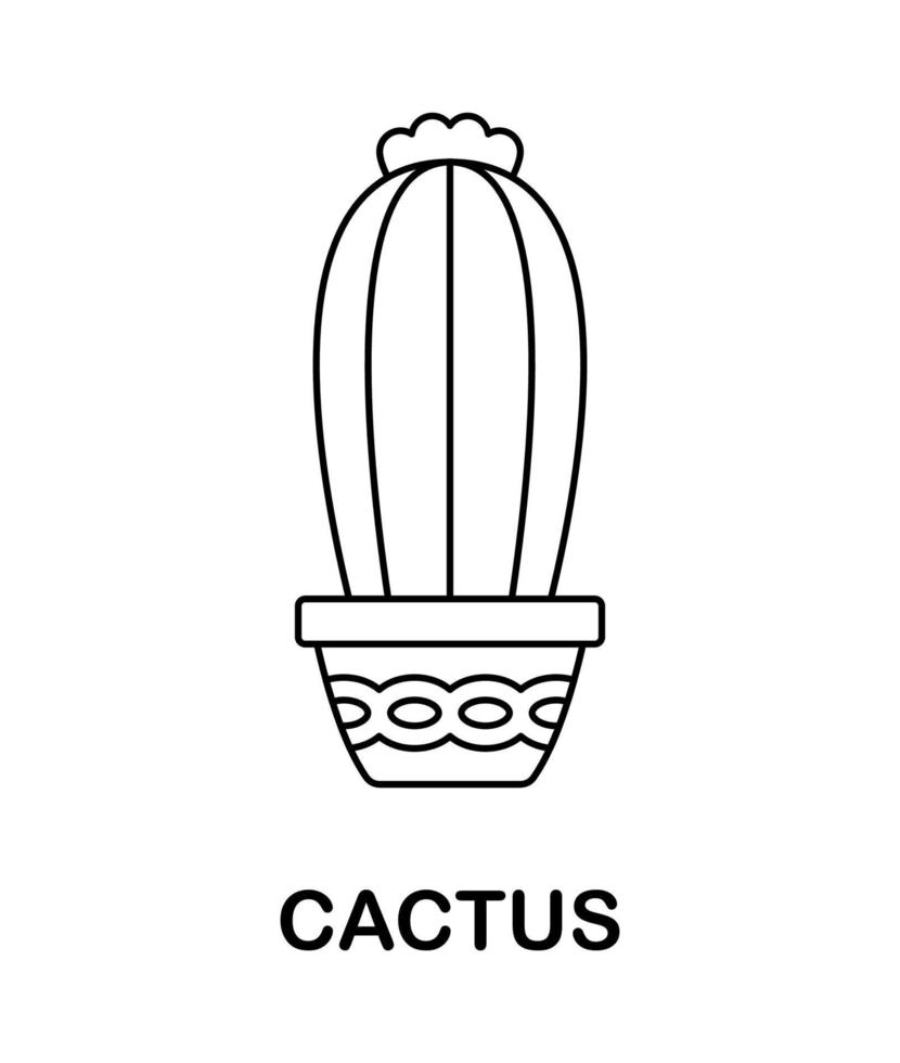 pagina da colorare con cactus per bambini vettore