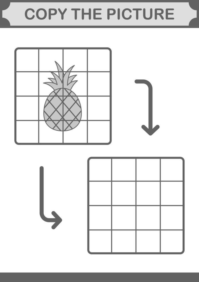 copia l'immagine con l'ananas. foglio di lavoro per bambini vettore