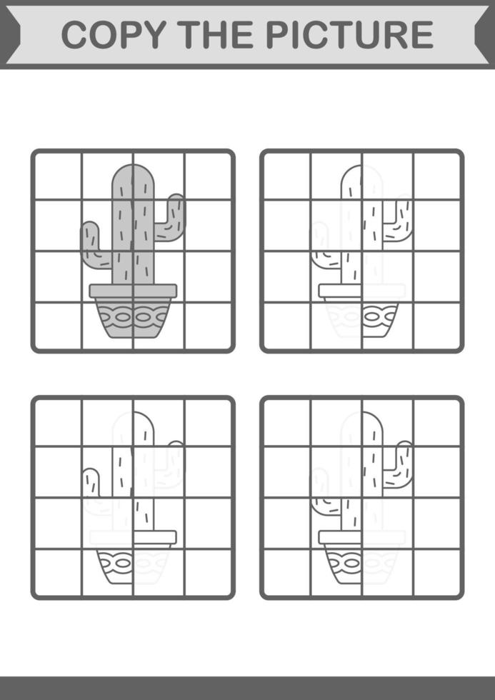 copia l'immagine con il cactus. foglio di lavoro per bambini vettore