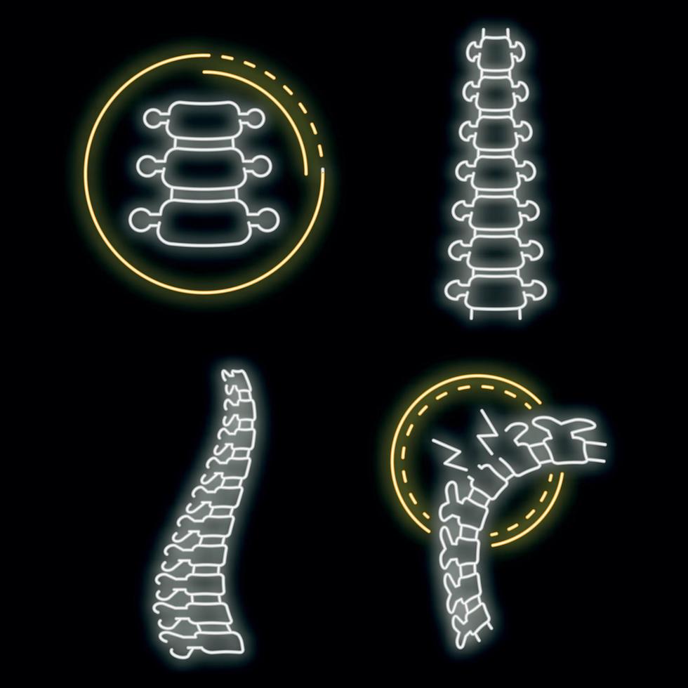 set di icone della colonna vertebrale neon vettoriale