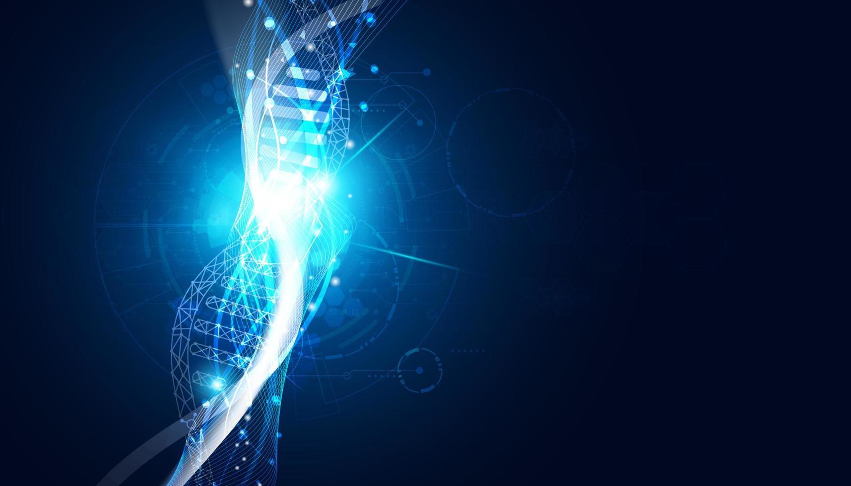 tecnologia astratta scienza concetto dna futuristico su sfondo blu hi tech vettore