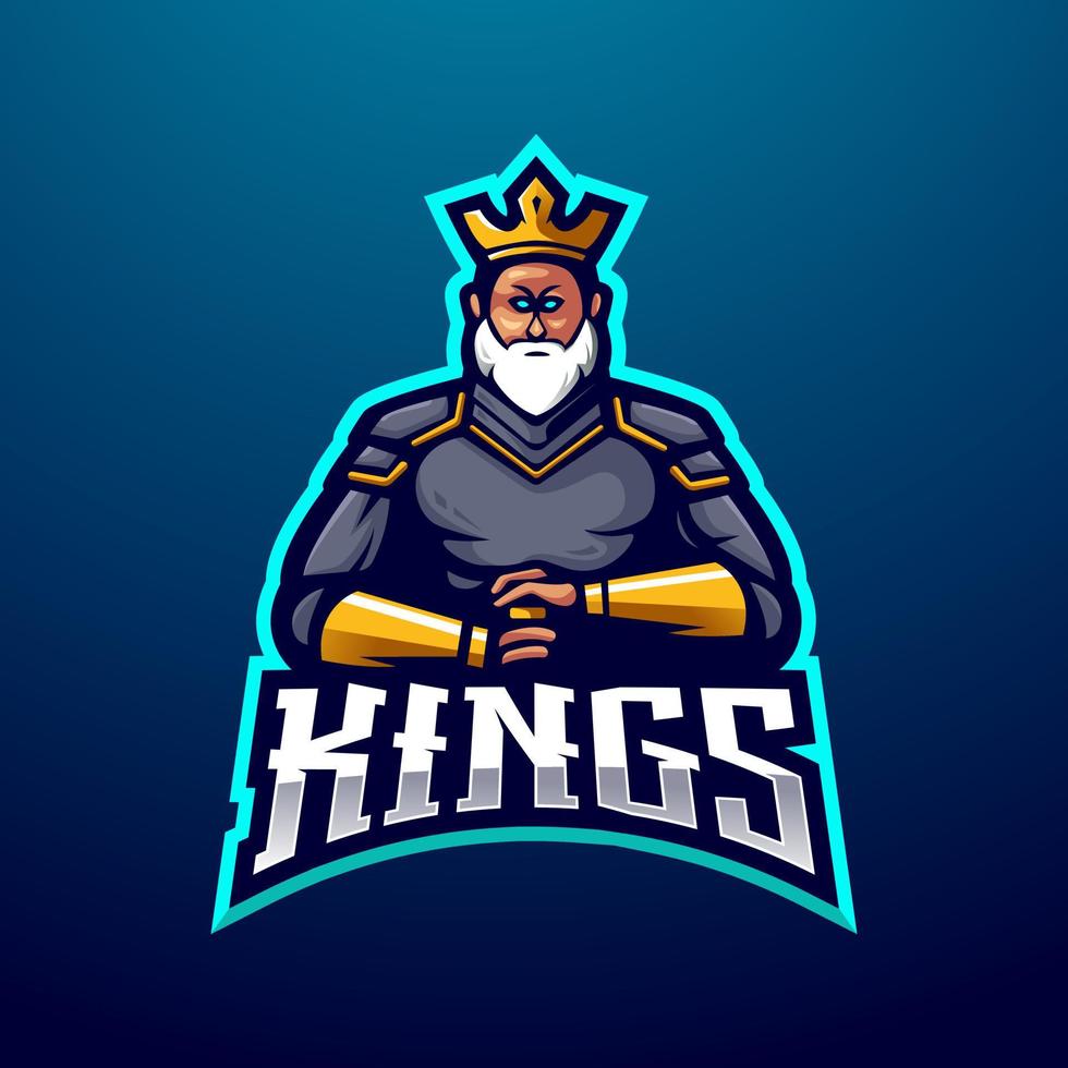 vettore di design del logo del re con uno stile di concetto di illustrazione moderna per i giochi