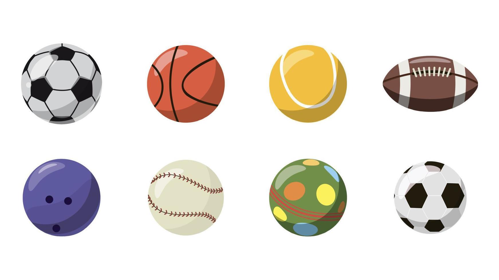 set di icone di palle, stile cartone animato vettore