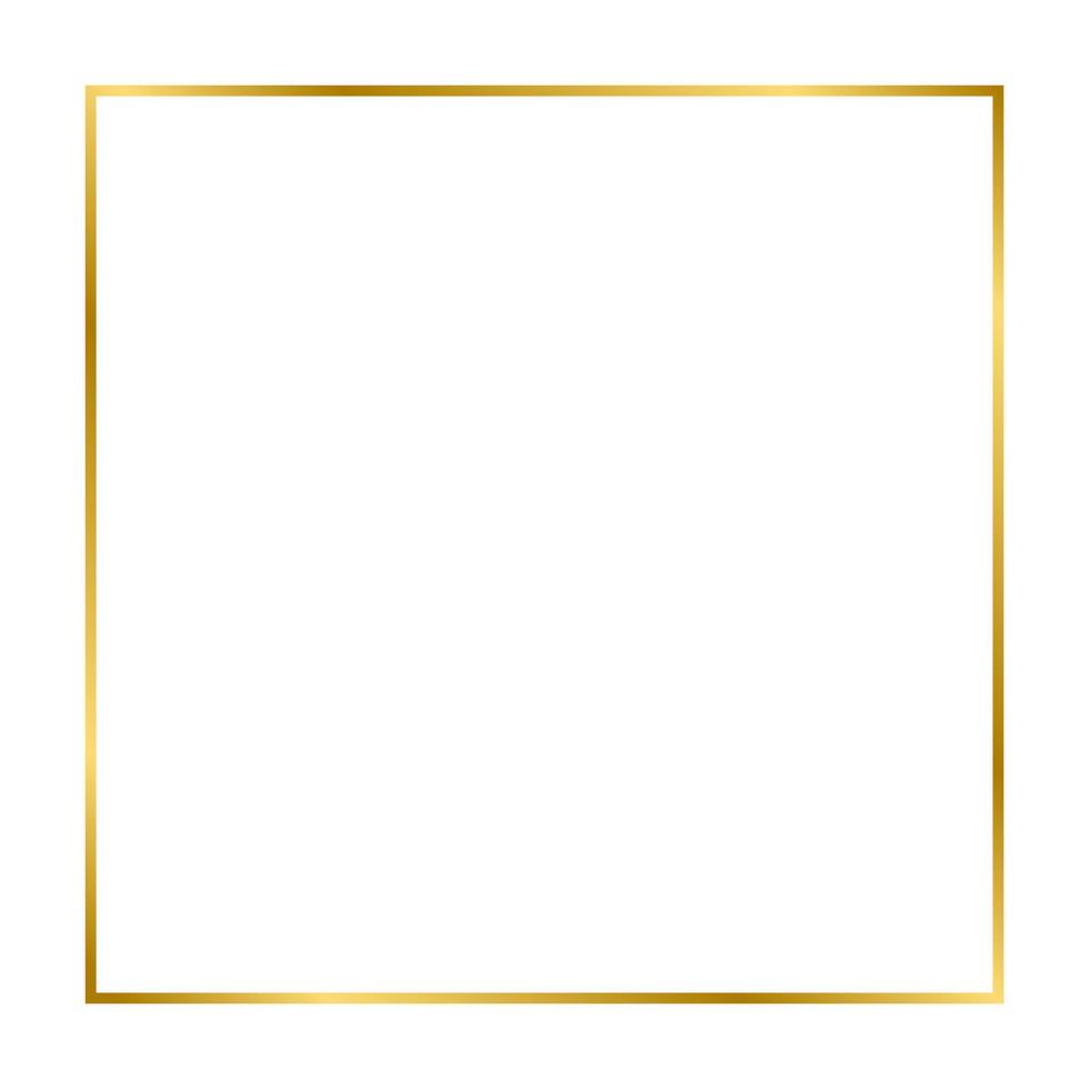 cornice rettangolare vintage dorata brillante con ombre isolate su sfondo bianco. bordo quadrato realistico dorato. illustrazione vettoriale