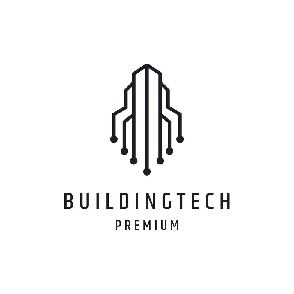 icona di stile lineare del logo della tecnologia di costruzione su backround bianco vettore