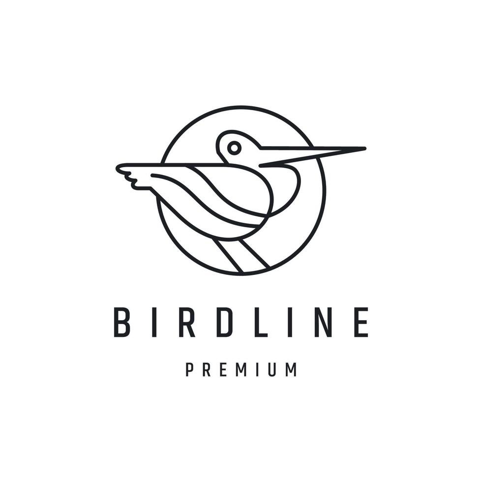 design del logo dell'uccello con grafica al tratto su sfondo bianco vettore