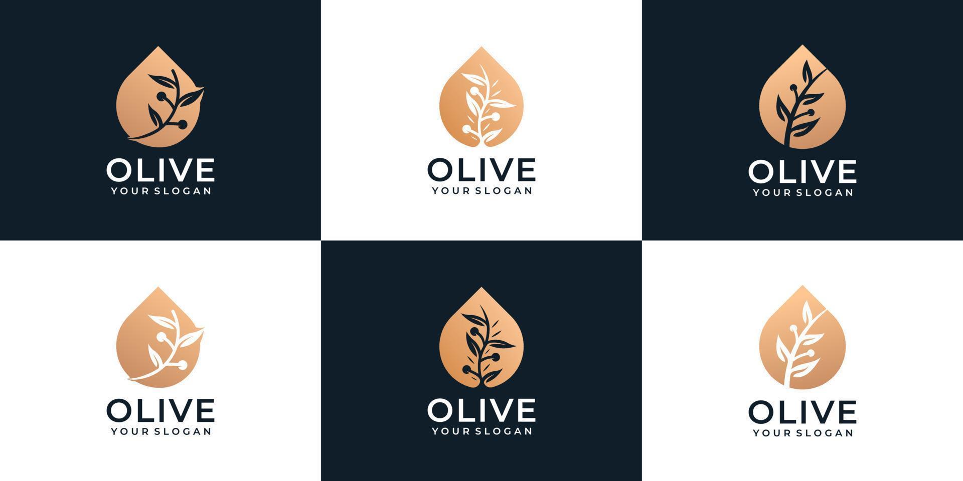 set di bellissimo vettore di logo femminile di olio d'oliva per azienda biologica sanitaria