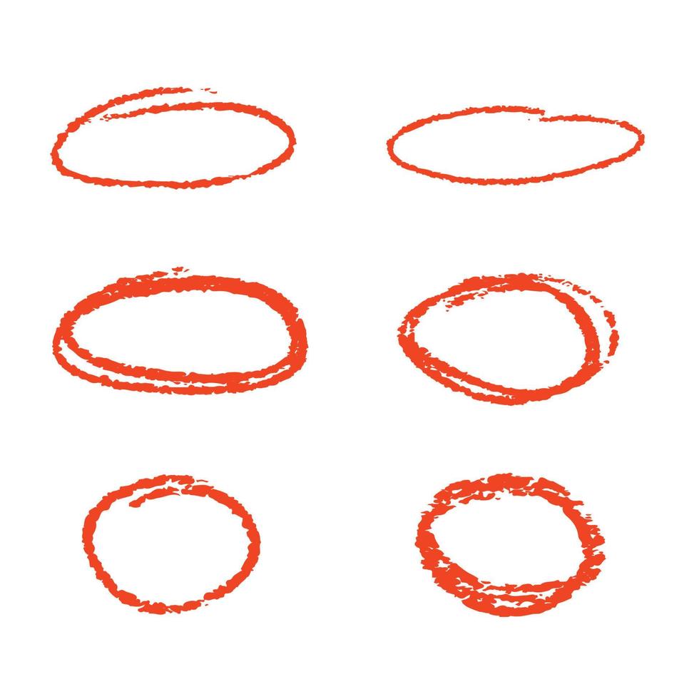 cerchi di evidenziatore pennarello rosso. illustrazione vettoriale