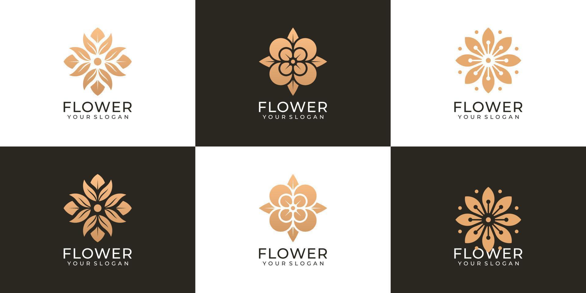 set di vettore di logo di moda fiore femminile naturale creativo