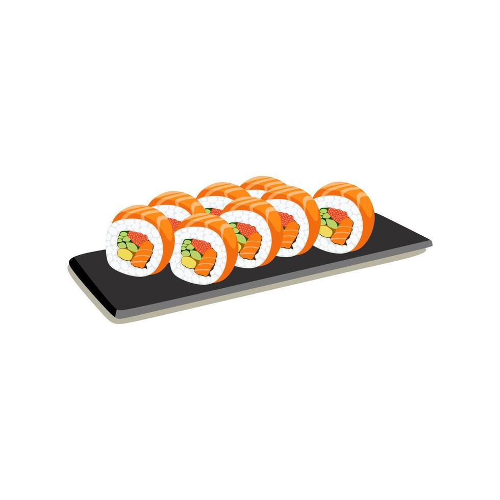 Sushi Gulung. impostare il sushi. illustrazione vettoriale