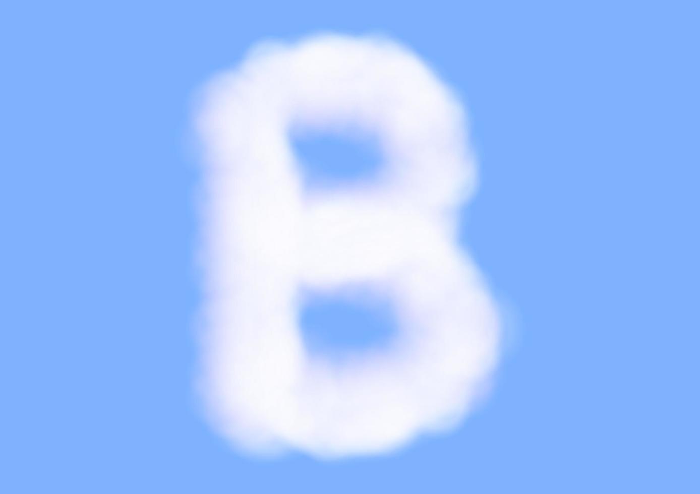 b forma del carattere alfabeto nel vettore nuvola su sfondo blu cielo