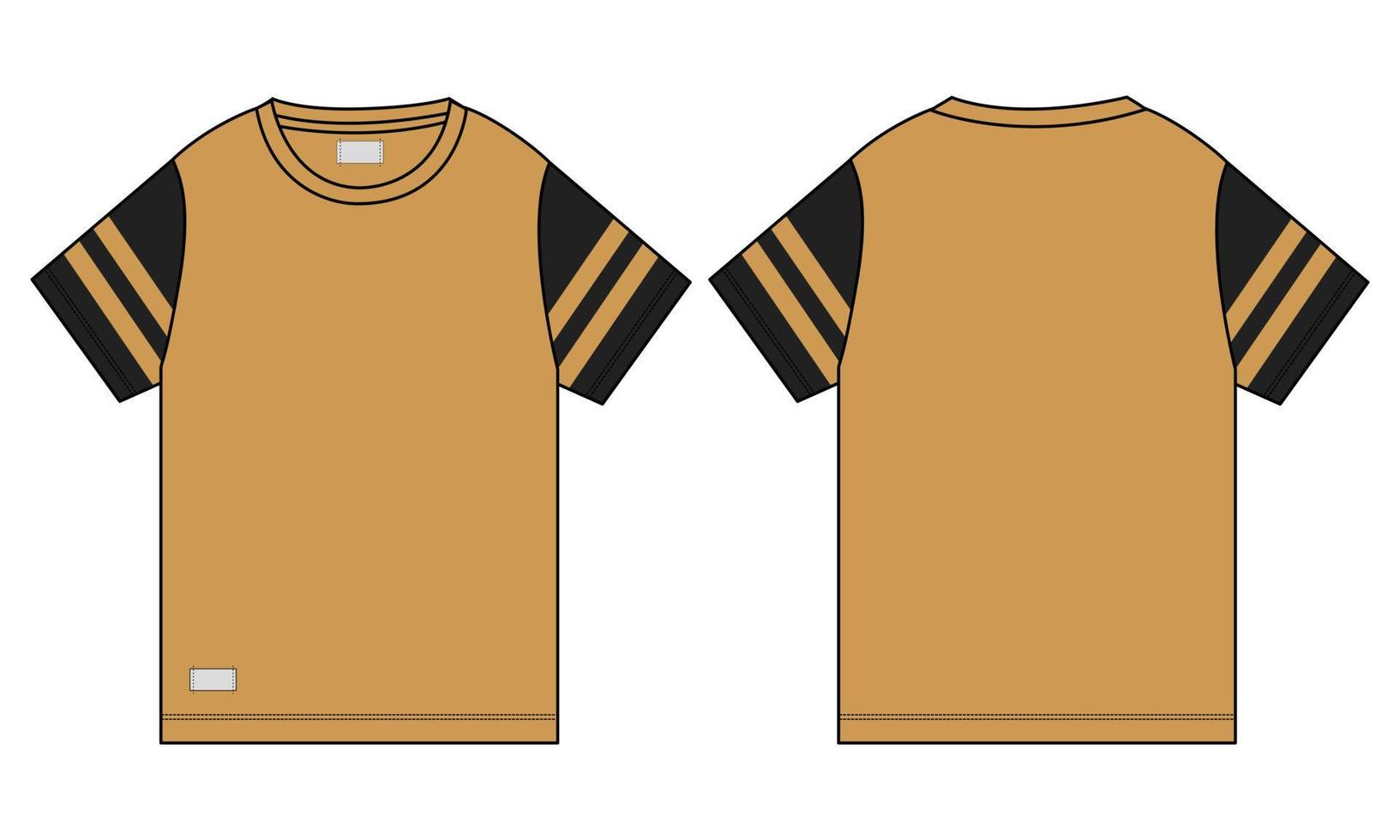 t-shirt a maniche corte tecnica moda schizzo piatto illustrazione vettoriale modello di colore giallo
