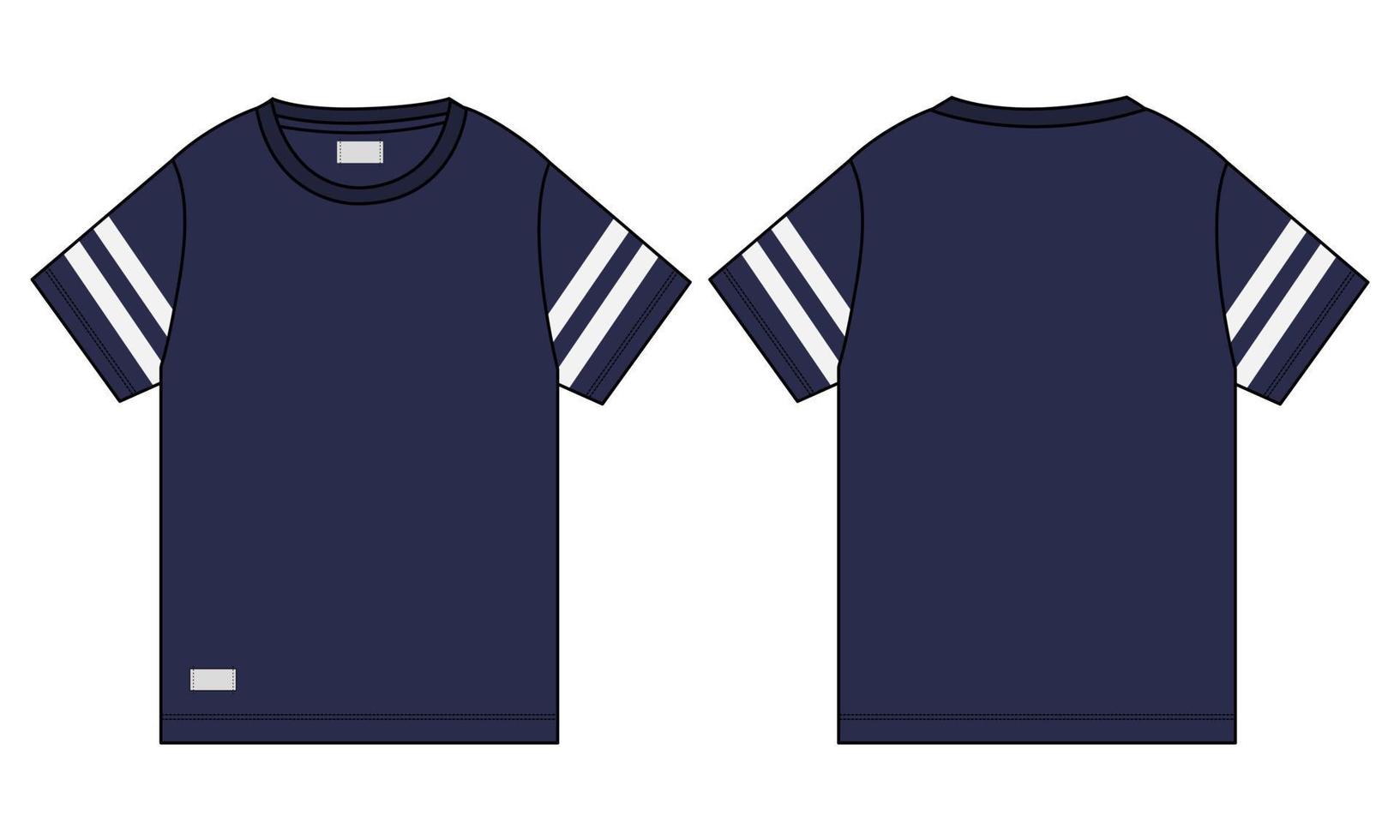 t-shirt a maniche corte tecnica moda schizzo piatto illustrazione vettoriale modello di colore blu navy