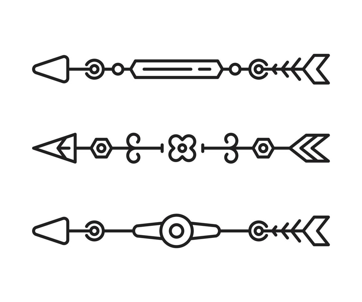 illustrazione di arte della linea di decorazione delle frecce tribali vettore