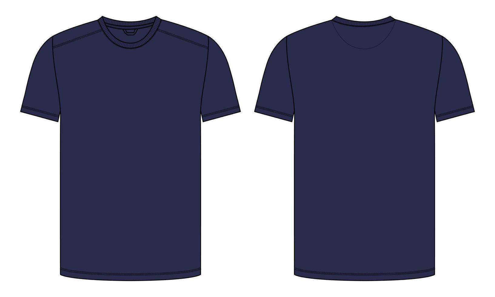 maglietta a maniche corte tecnica moda schizzo piatto illustrazione vettoriale modello di colore blu scuro per uomini e ragazzi