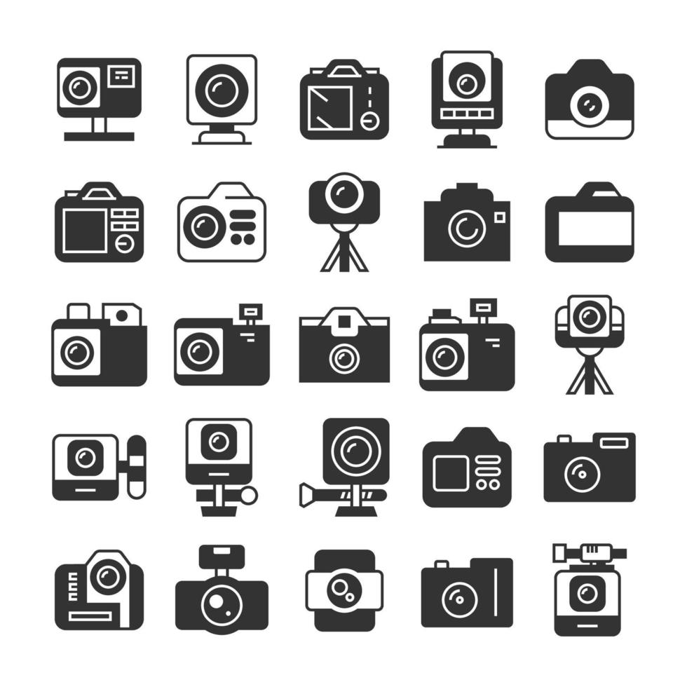 illustrazione di vettore delle icone della macchina fotografica e della videocamera di azione