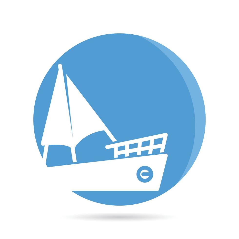 icona della barca a vela nell'illustrazione del pulsante del cerchio vettore