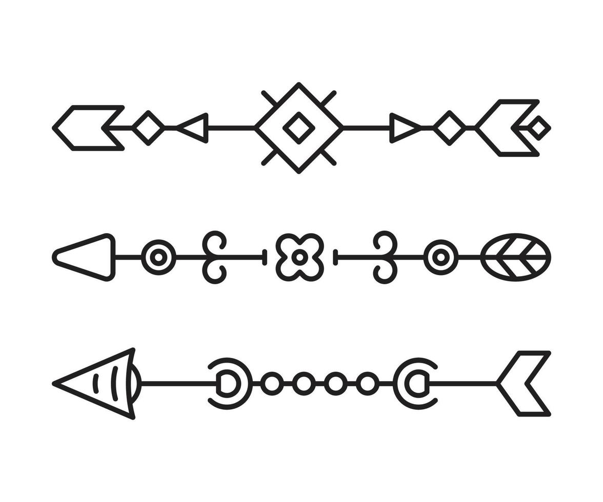frecce con illustrazione della linea di decorazione tribale vettore