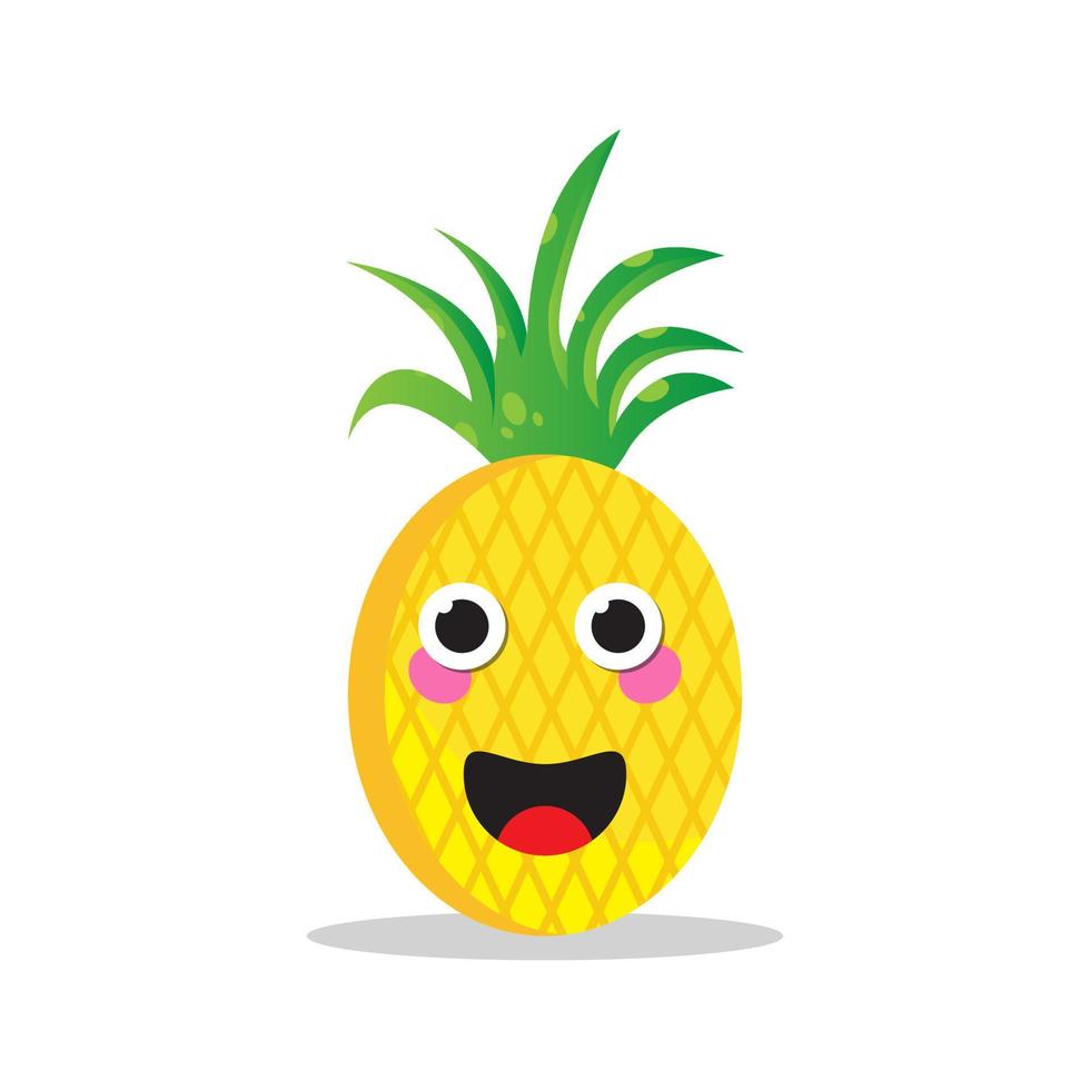 carino adesivo ananas kawaii carattere icona illustrazione vettoriale design